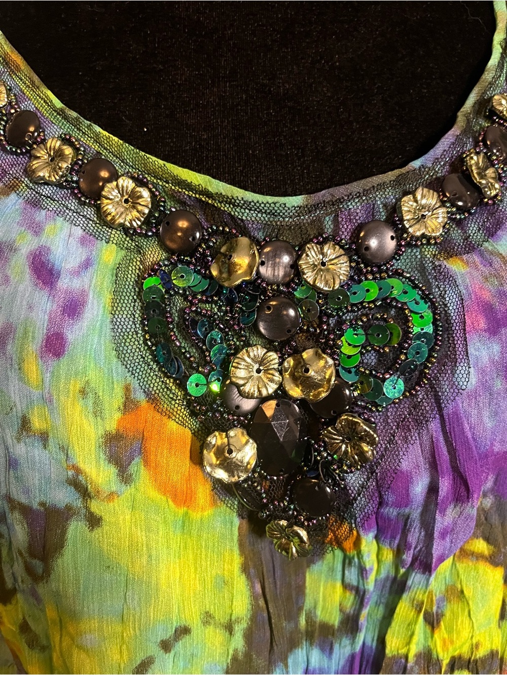 MUSHKA by SIENNA ROSE SHEER PURPLE & MULTICOLOR ABSTRACT TIE-DYE PLUS SIZE TOP - Picture 4 of 12